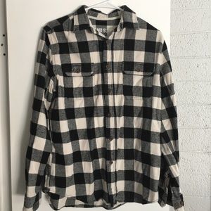 Buffalo plaid black and white flannel shirt